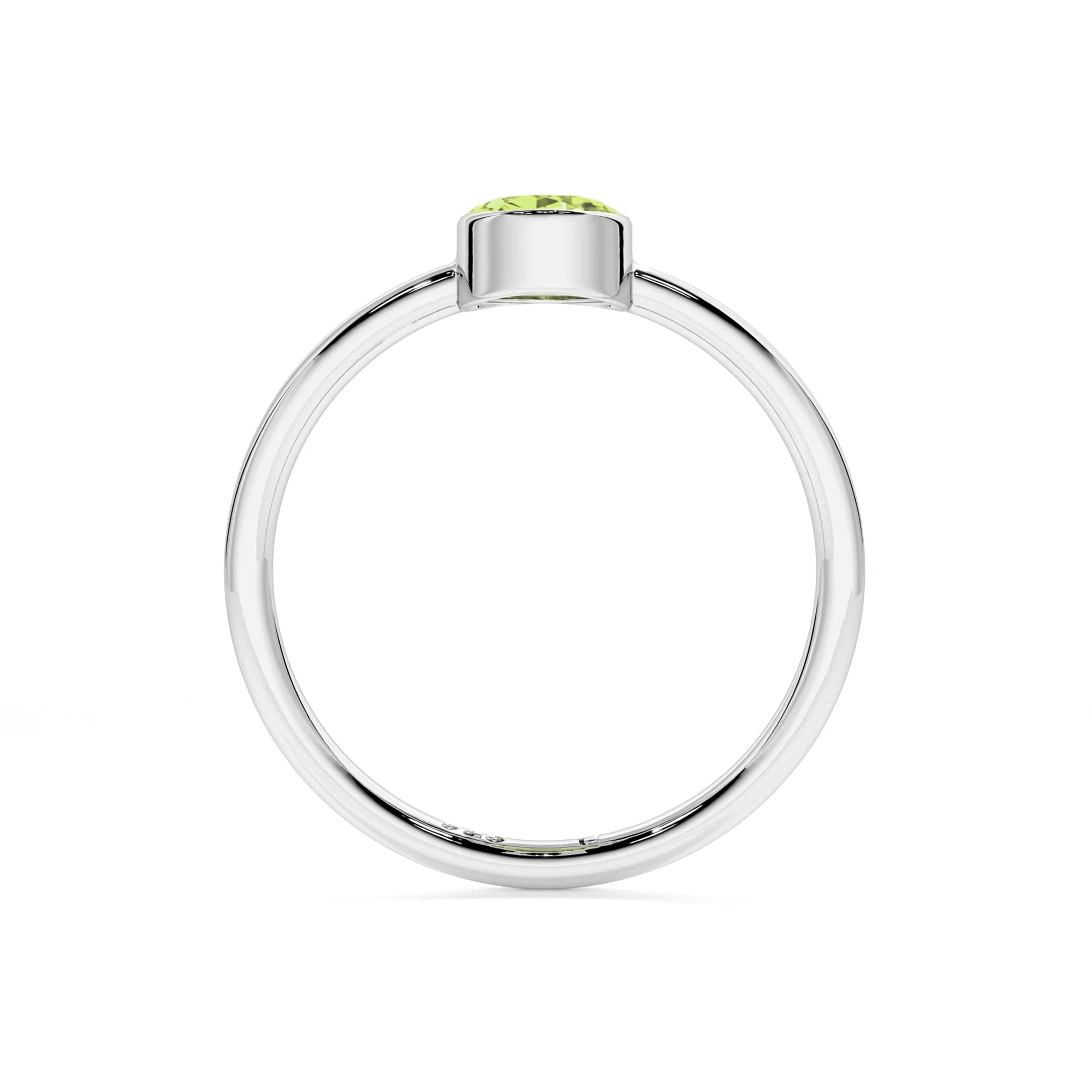 peridot oval cut stackable bezel-set ring