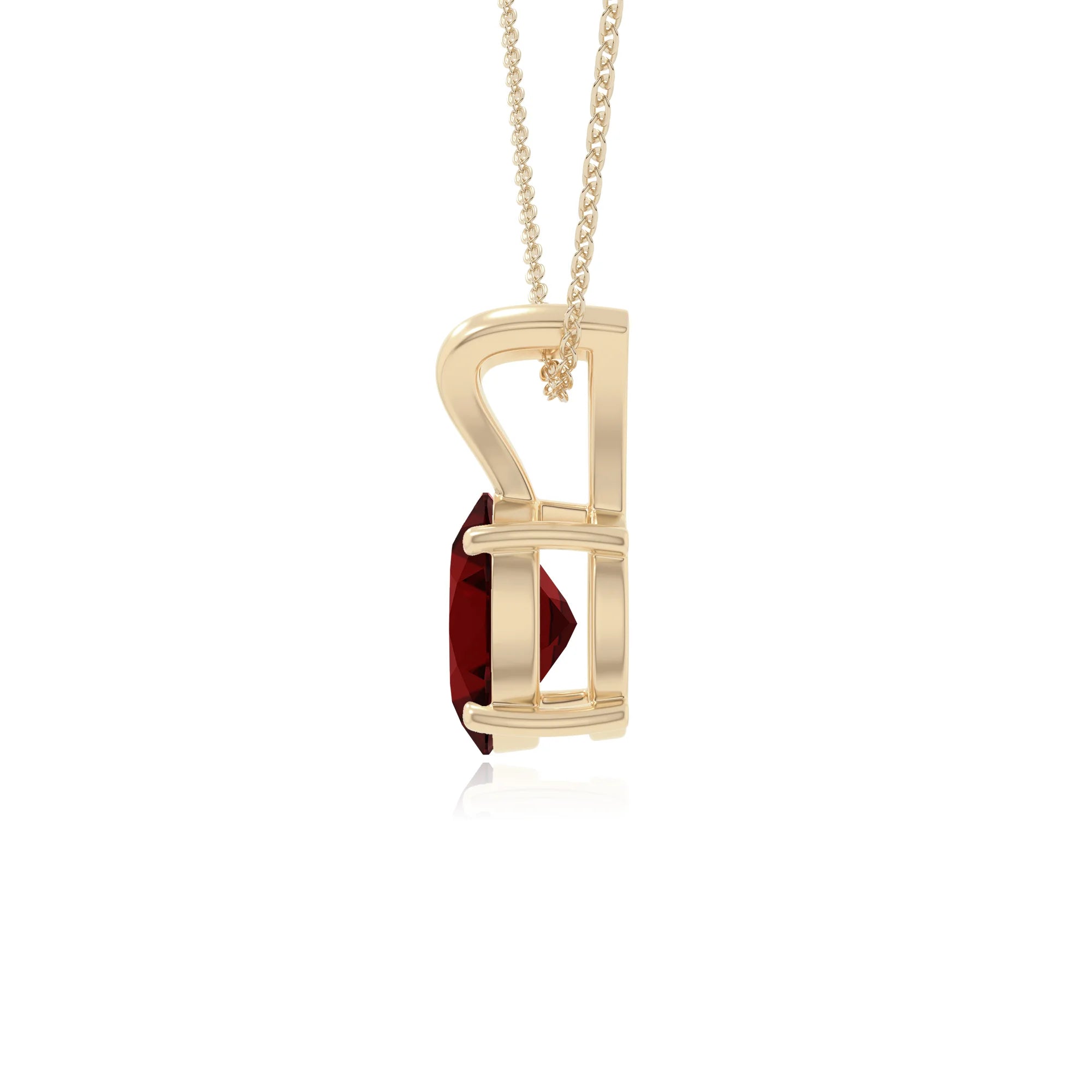 natural garnet v-bale solitaire necklaces in yellow gold vermeil 