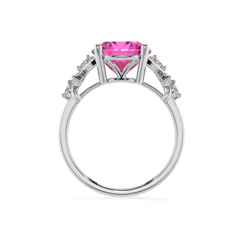 lab-grown pink-sapphire round criss cross solitaire engagement ring