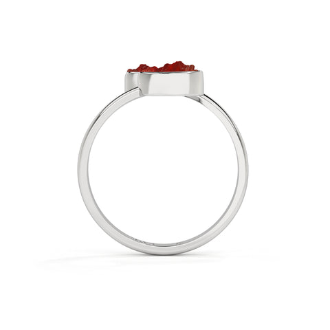 red-garnet rough shape stackable bezel-set ring