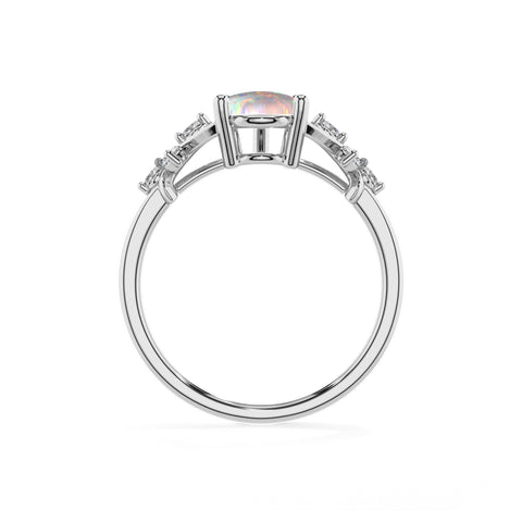 lab grown opal pear criss cross solitaire engagement ring