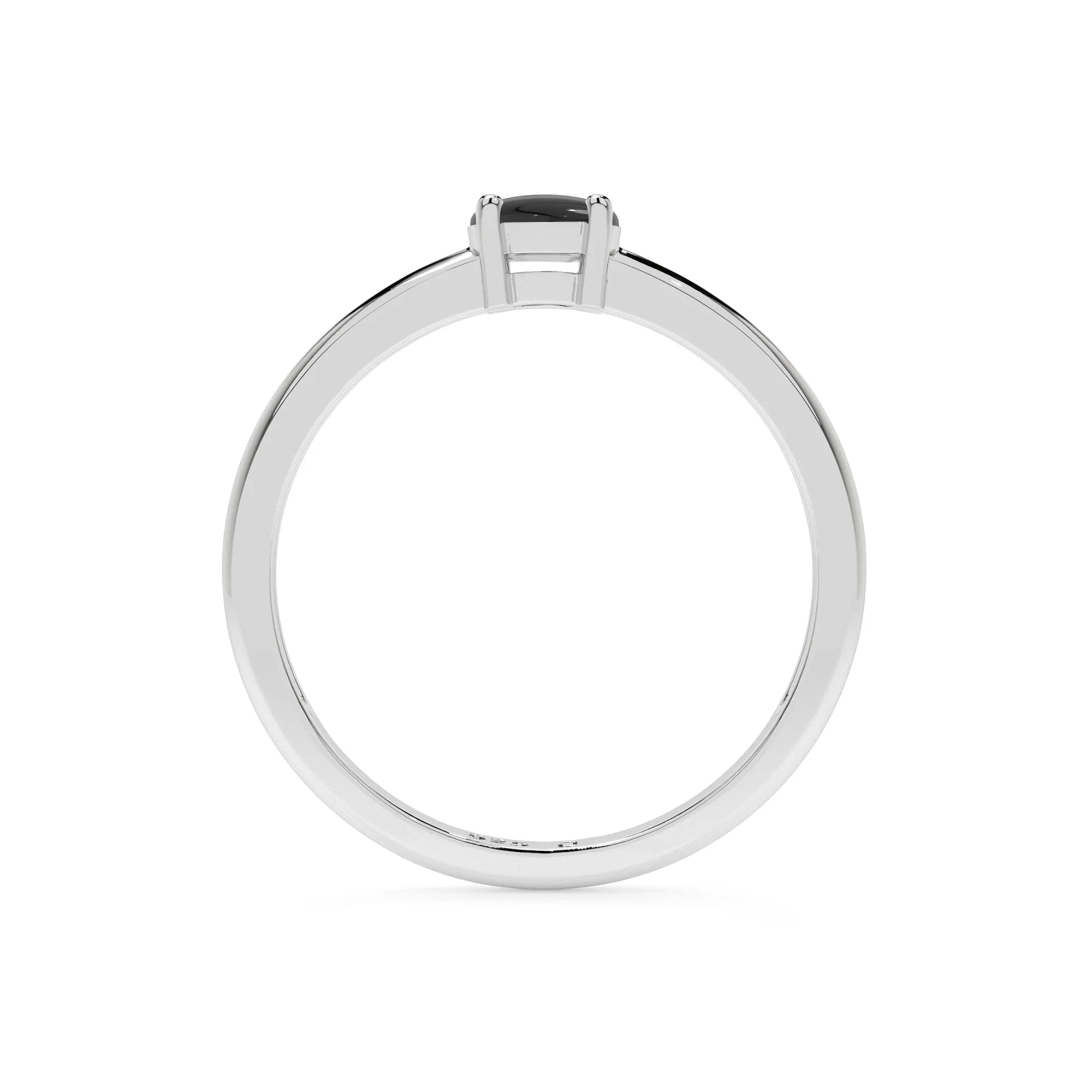 black onyx round cab stackable prong-set ring