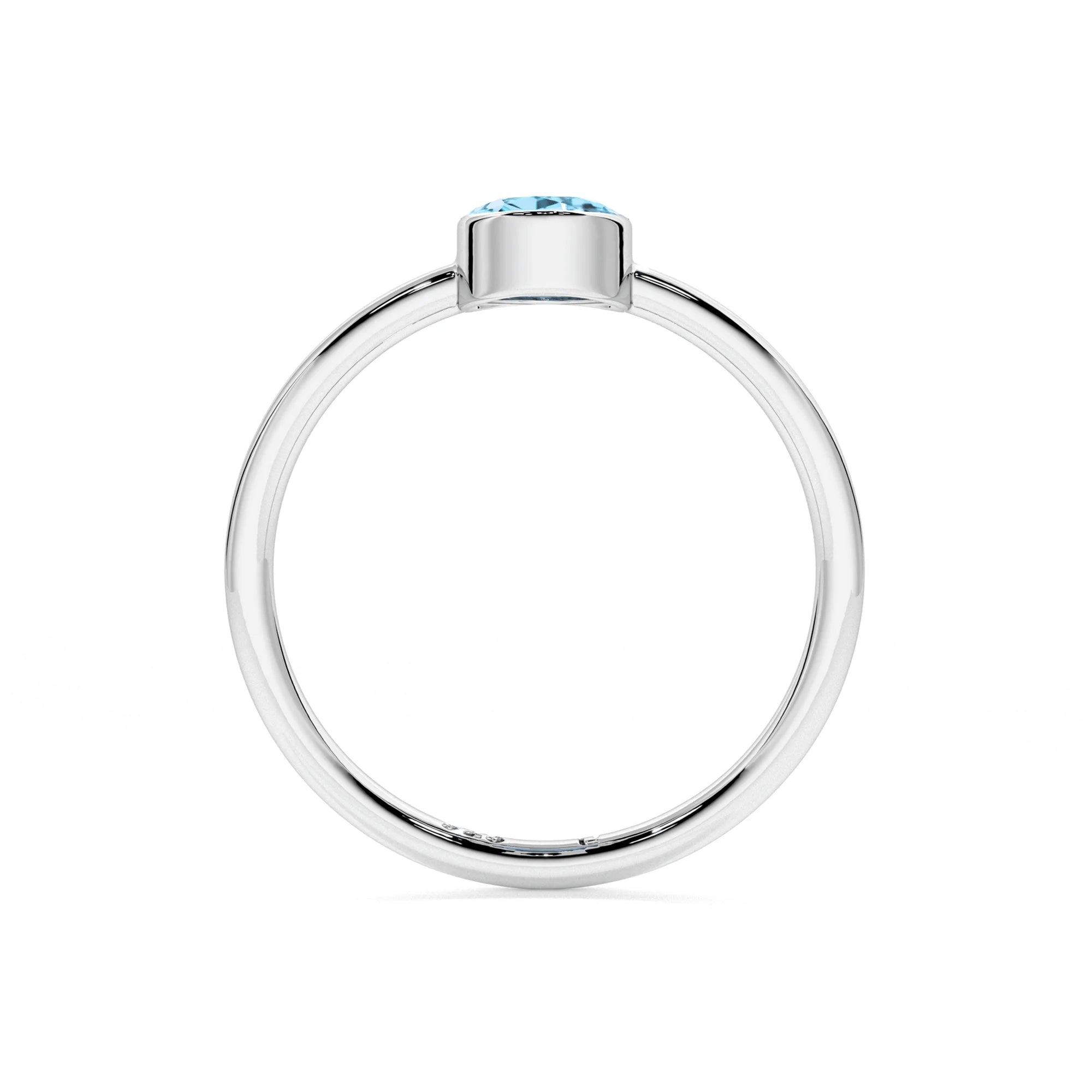 swiss blue topaz oval cut stackable bezel-set ring