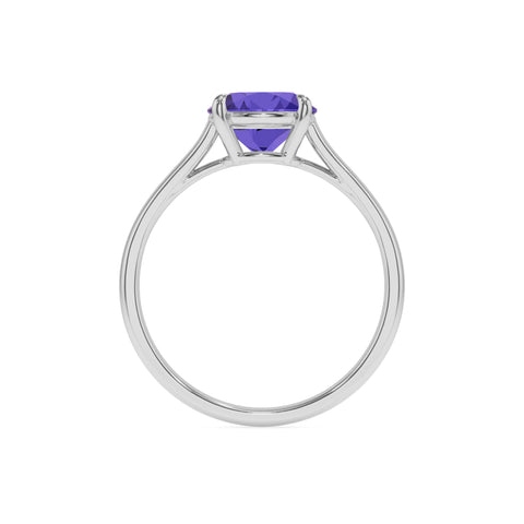 lab grown tanzanite round solitaire engagement ring