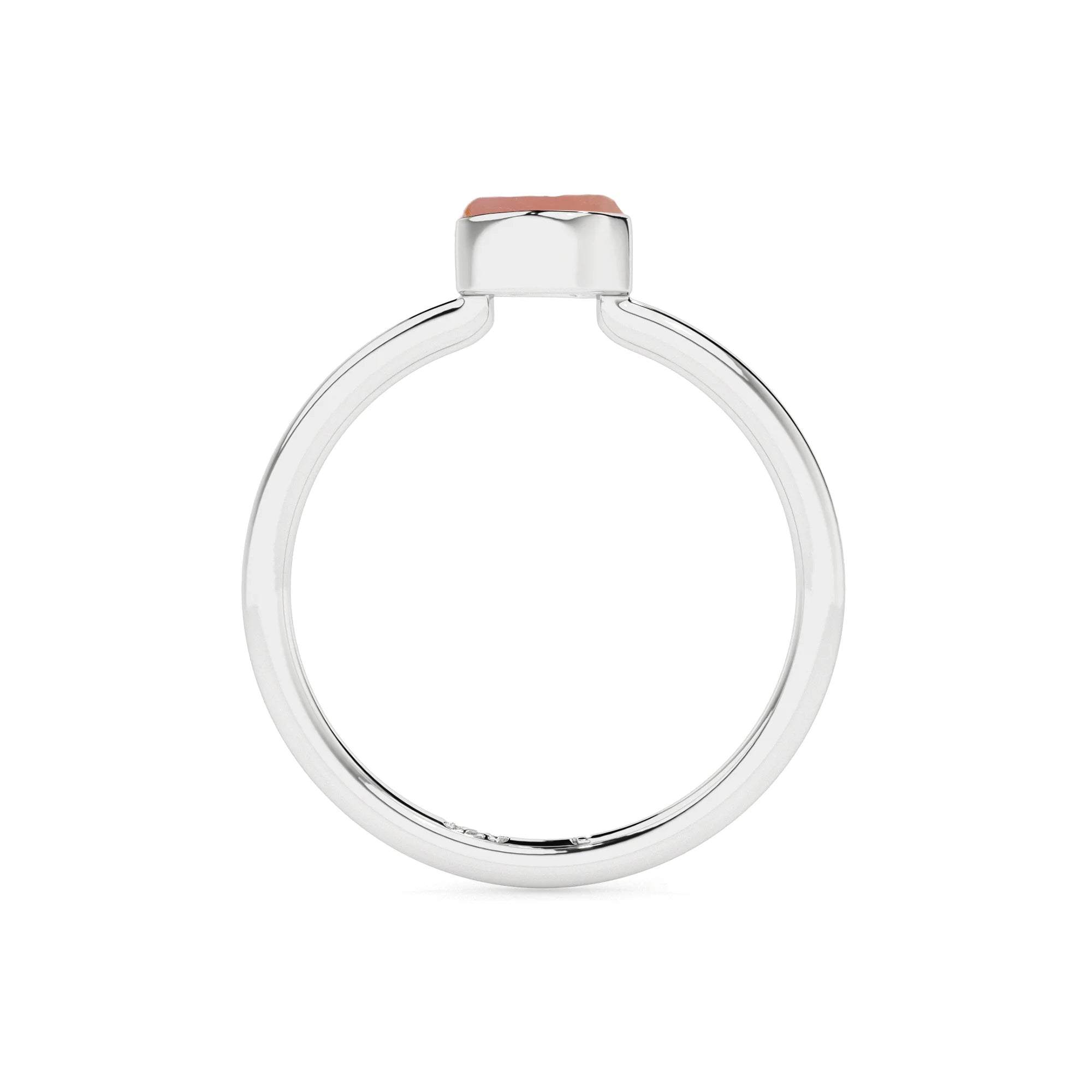 rose-quartz rough shape stackable bezel-set ring