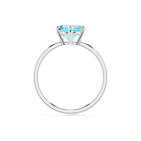 lab grown aquamarine round solitaire engagement ring