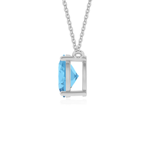 natural swiss blue topaz oval shape solitaire v-bale pendant necklace