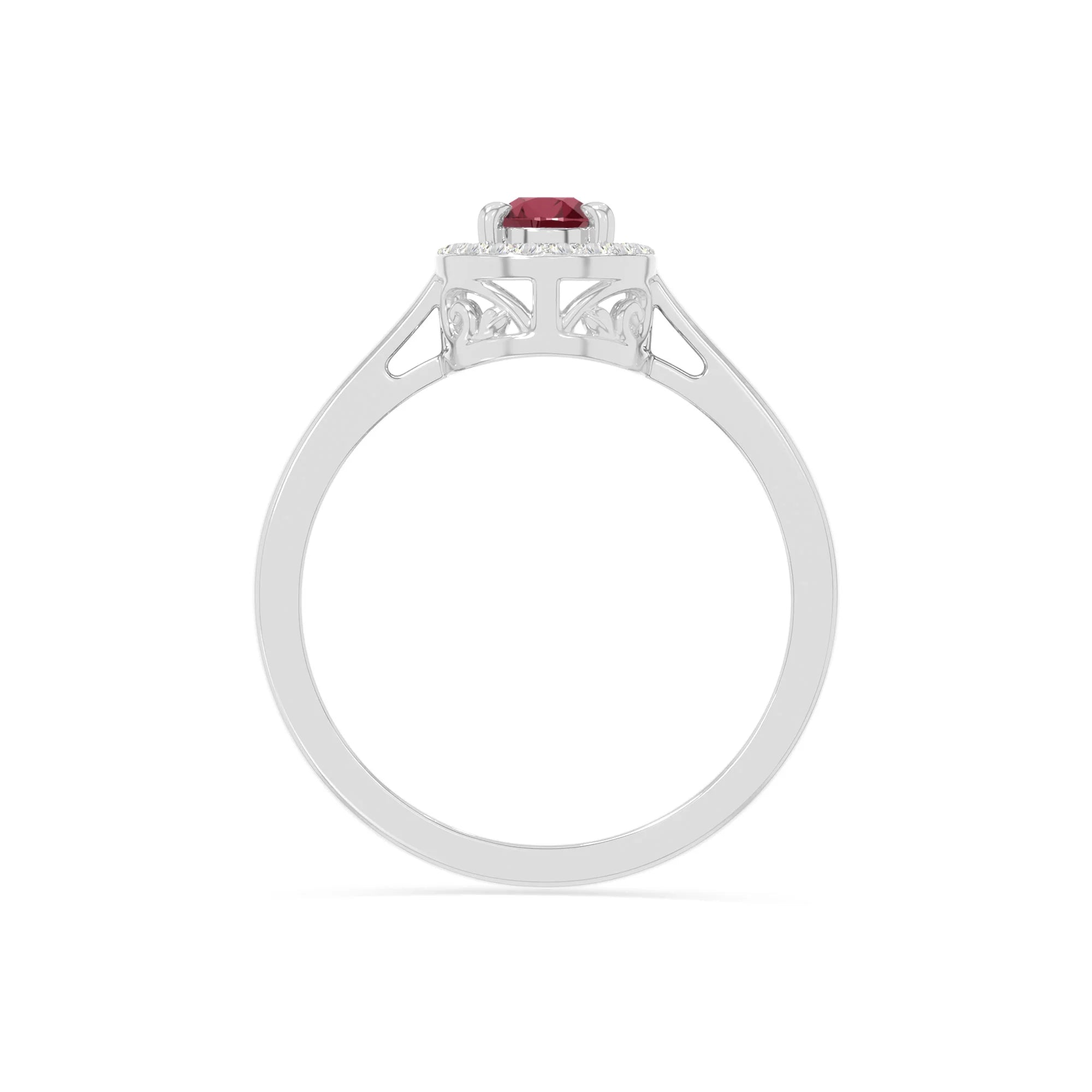 natural ruby solitaire halo engagement rings in sterling silver 