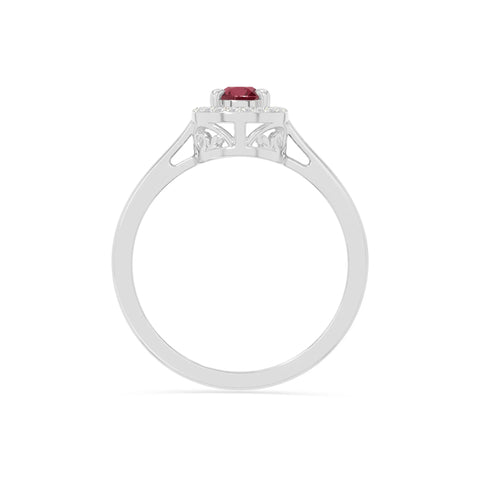 natural ruby solitaire halo engagement rings in sterling silver 