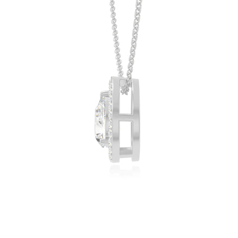 moissanite solitaire halo necklaces in sterling silver 