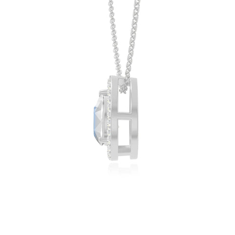 rainbow moonstone solitaire halo necklaces in sterling silver 
