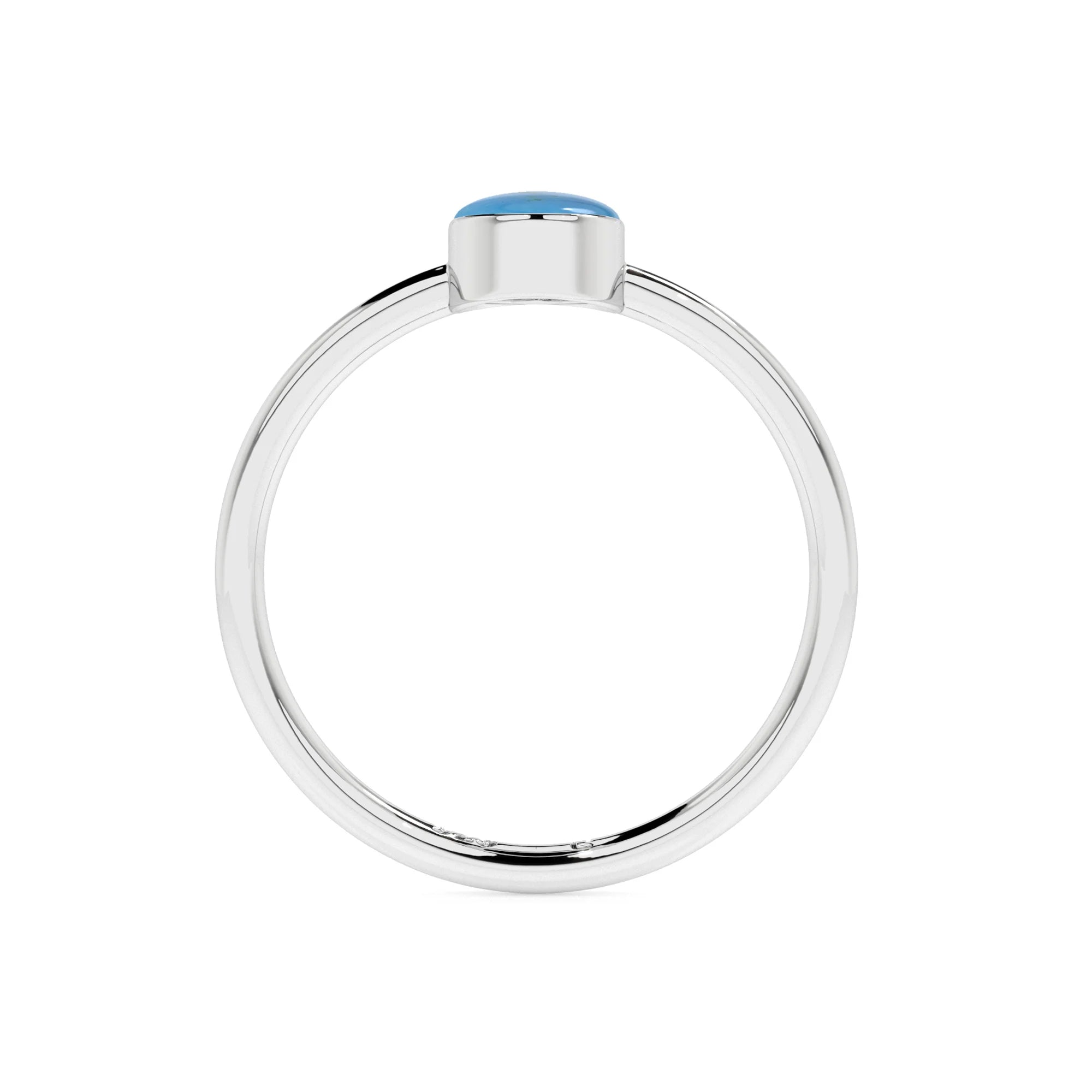 turquoise oval cab stackable bezel-set ring