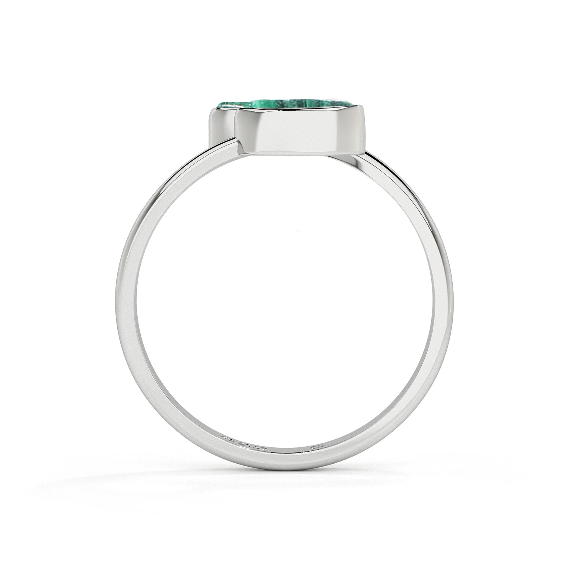malachite rough shape stackable bezel-set ring