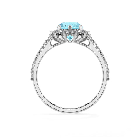 lab grown aquamarine pear half eterity halo solitaire engagement ring