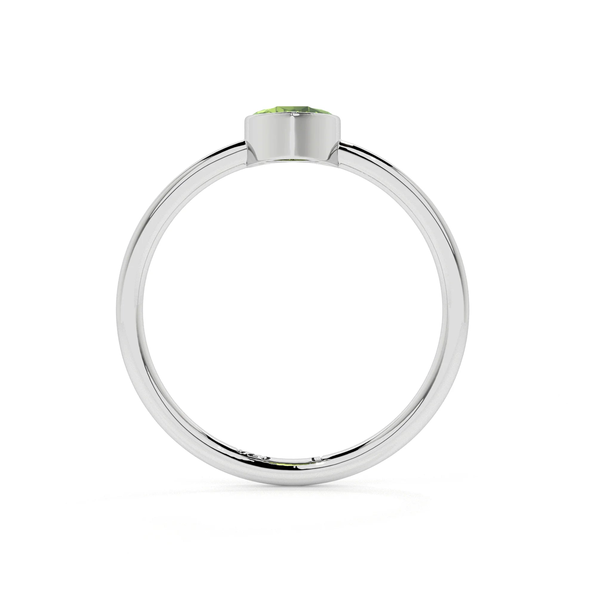 peridot pear cut stackable bezel-set ring
