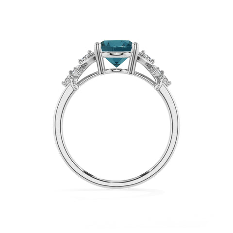 natural london blue topaz oval criss cross solitaire engagement ring