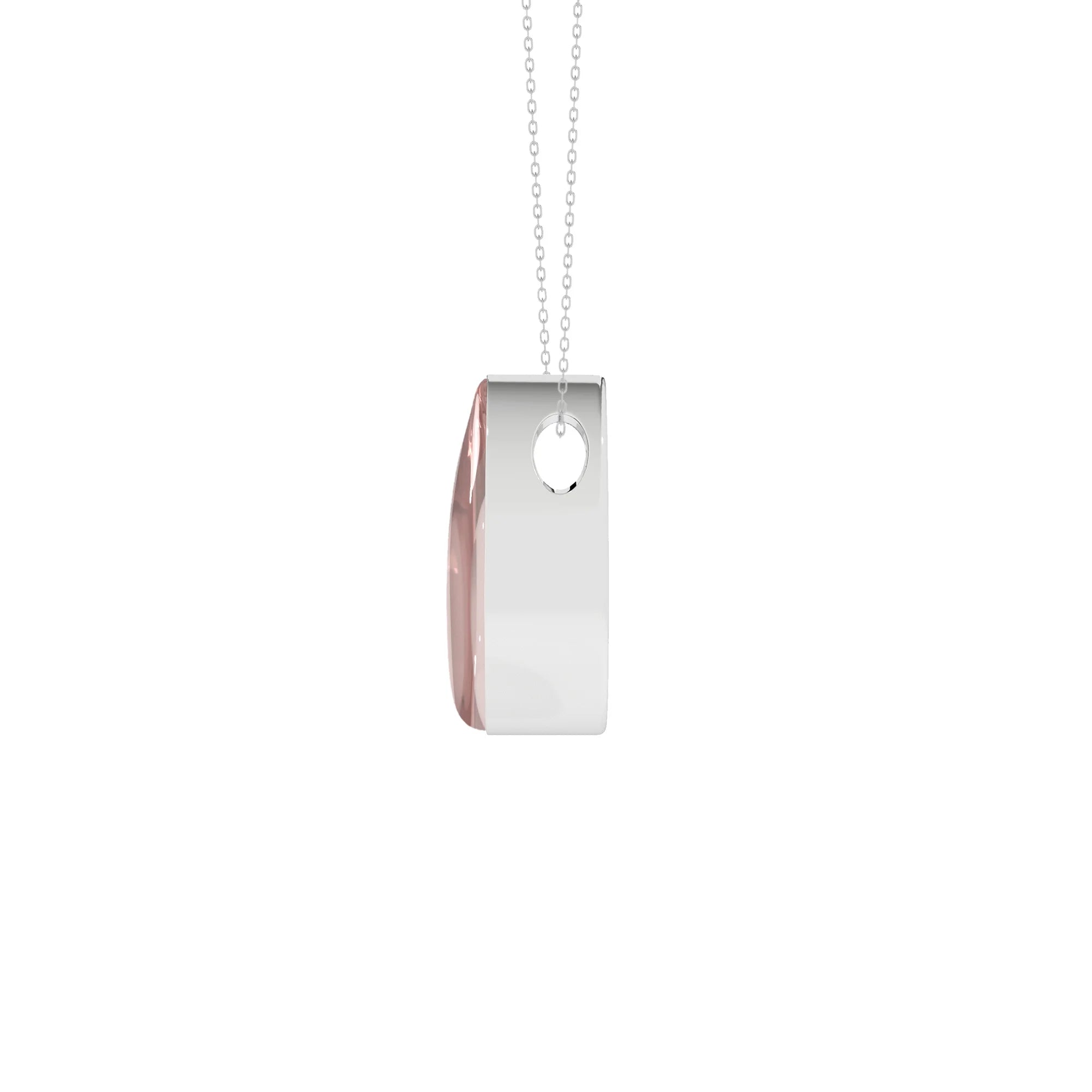 natural rose-quartz pear shape pendant necklace