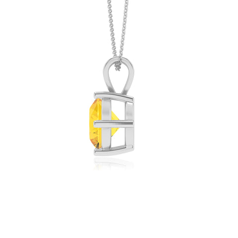 lab grown yellow sapphire round shape solitaire v-bale pendant necklace