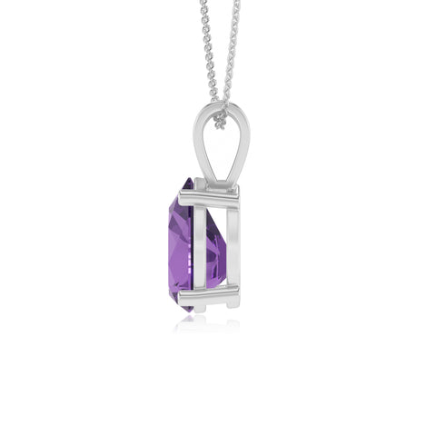 lab grown amethyst pear shape solitaire v-bale pendant necklace