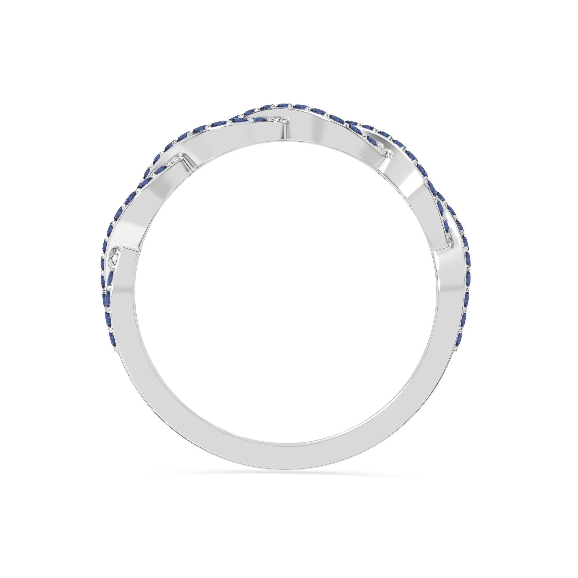 natural blue sapphire twisted wedding band rings in sterling silver 