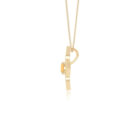 natural citrine 4 petal flower necklaces in yellow gold vermeil 