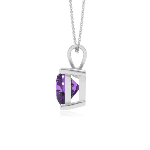 lab grown amethyst heart shape solitaire v-bale pendant necklace