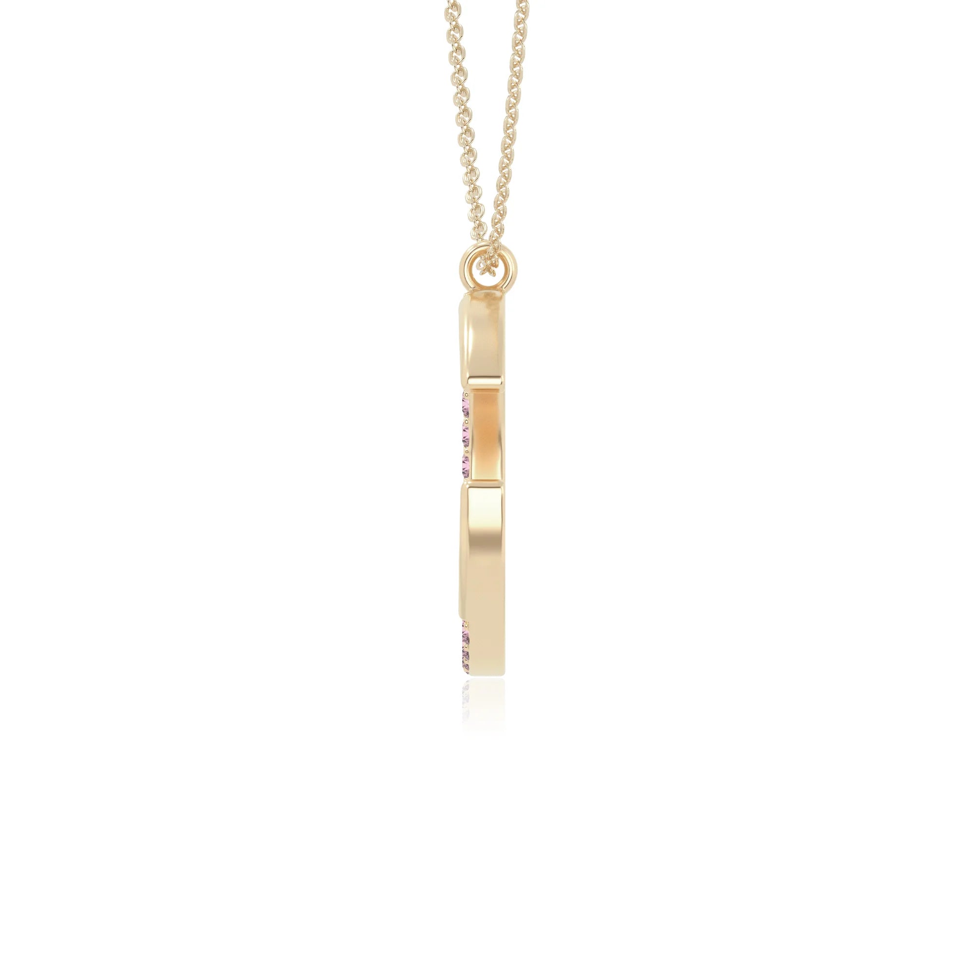 natural pink-tourmaline moon & star necklaces in yellow gold vermeil 