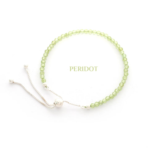 natural peridot round shape bolo bracelet