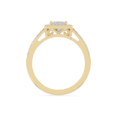 natural moissanite solitaire halo engagement rings in yellow gold vermeil