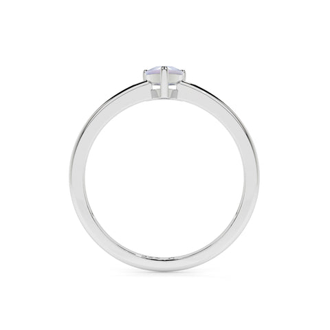 rainbow moonstone pear cut stackable prong-set ring