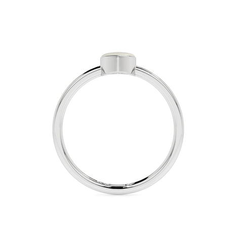 freshwater cultured pearl pear cab stackable bezel-set ring