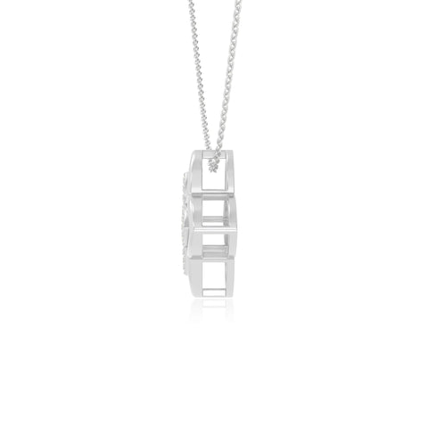 moissanite 4 petal flower necklaces in sterling silver 