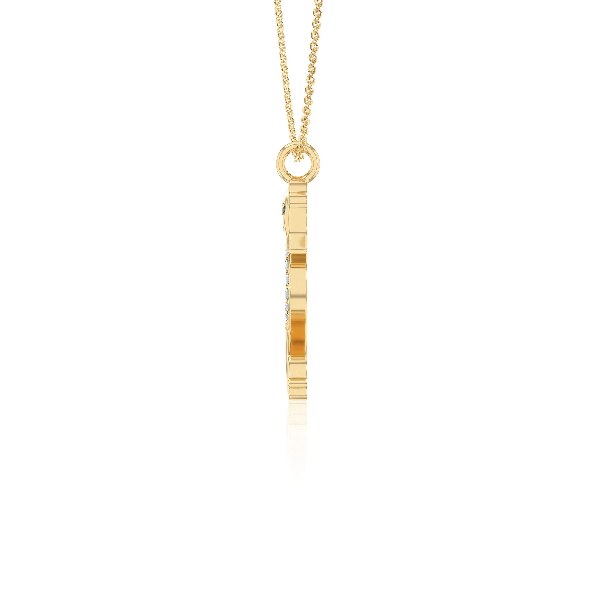 natural london-blue-topaz sea horse necklaces in yellow gold vermeil 