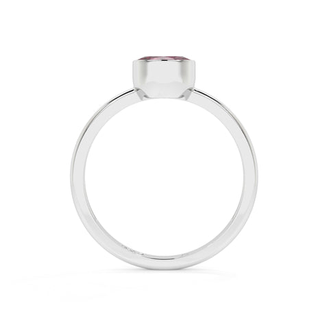 pink tourmaline oval cut stackable bezel-set ring