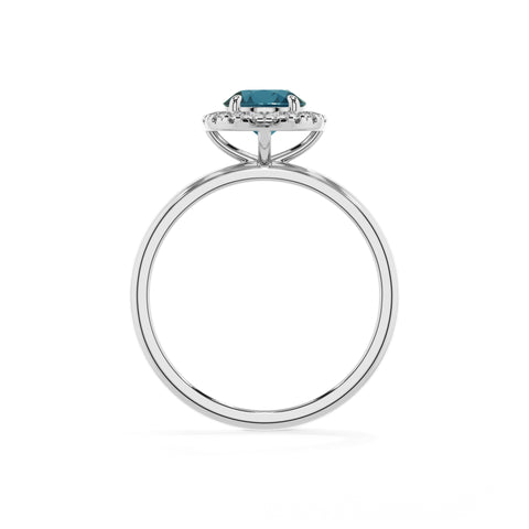 natural london blue topaz round halo solitaire engagement ring