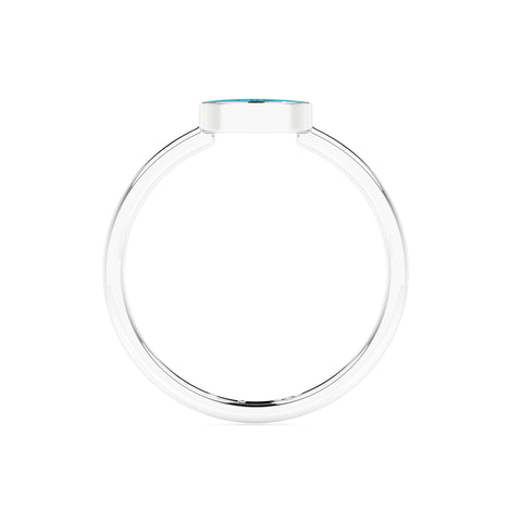 turquoise moon shape stackable bezel-set ring