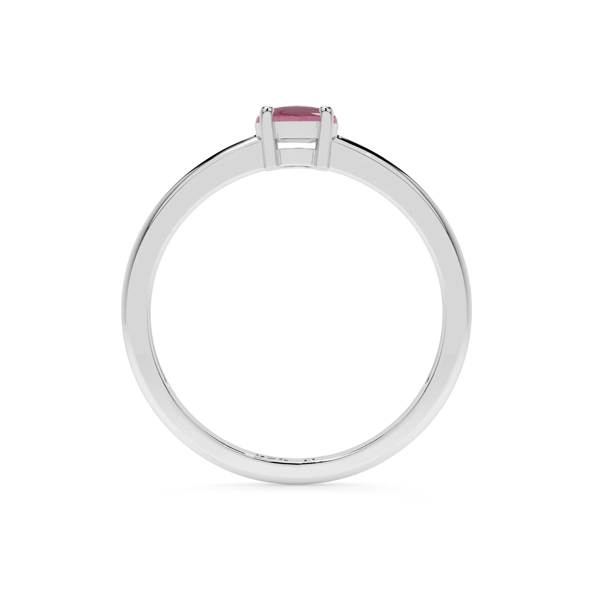 pink tourmaline round cab stackable prong-set ring