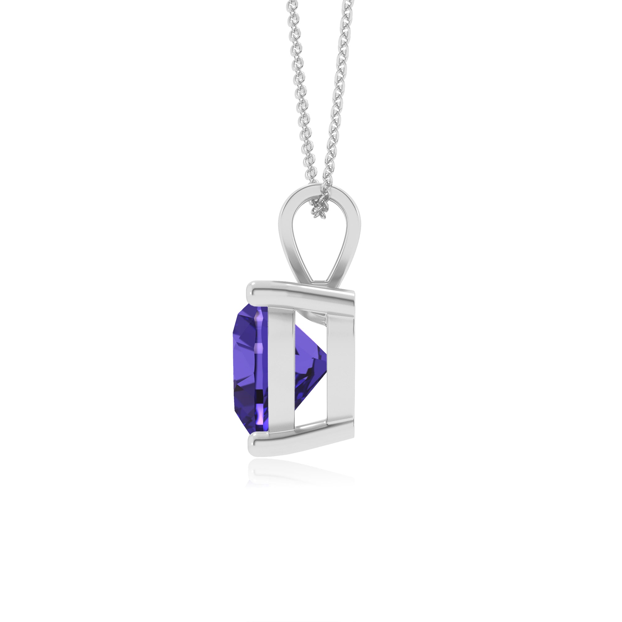 lab grown tanzanite heart shape solitaire v-bale pendant necklace