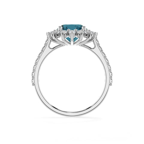 natural london blue topaz round half eterity halo solitaire engagement ring