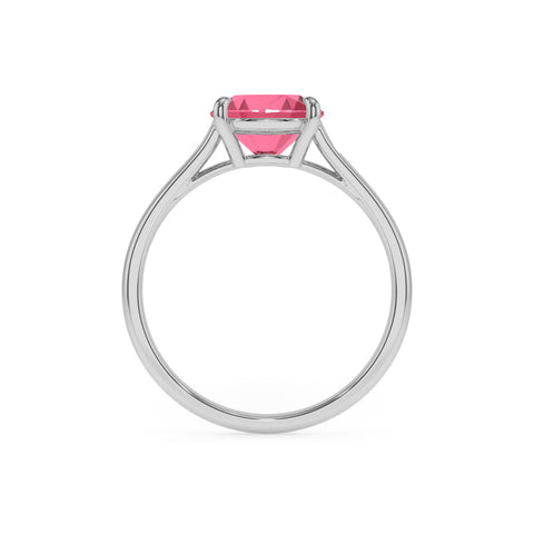 lab grown pink tourmaline cushion solitaire engagement ring