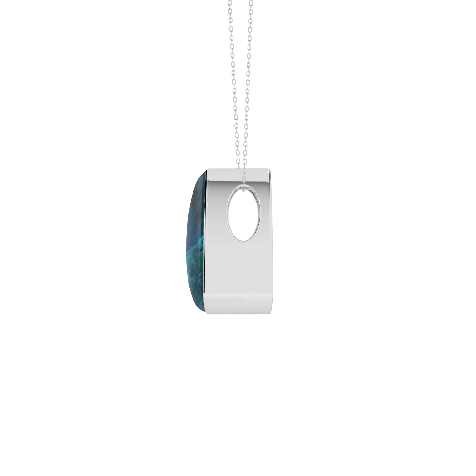 natural chrysocolla trillion shape pendant necklace