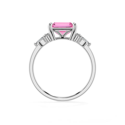 lab-grown pink-sapphire emerald solitaire engagement ring