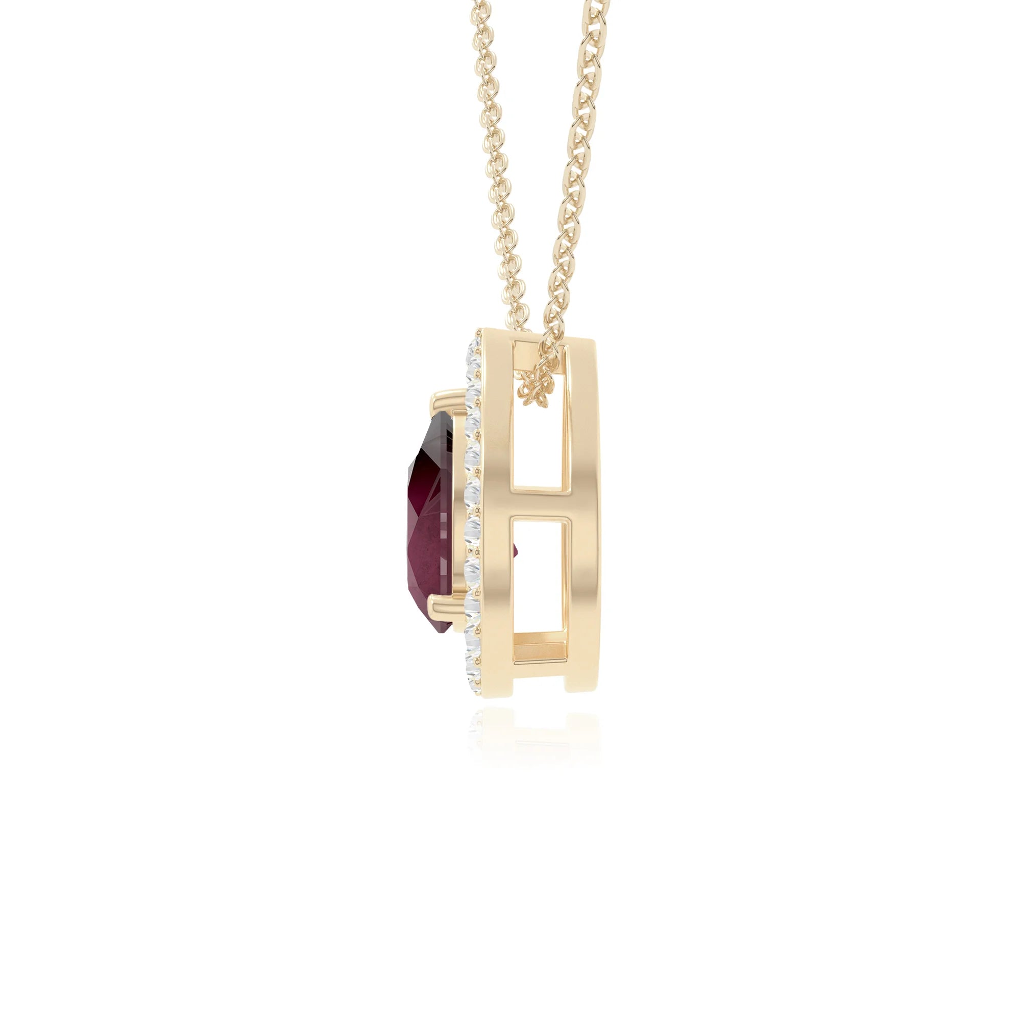 natural ruby solitaire halo necklaces in yellow gold vermeil 