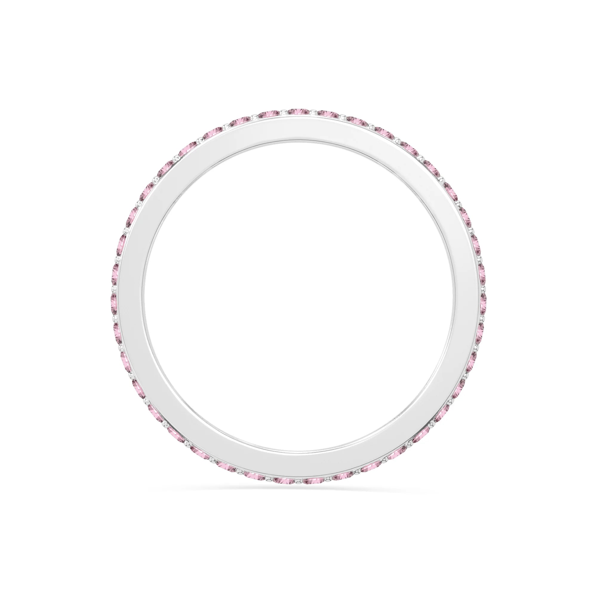 natural pink tourmaline eternity band rings in sterling silver 