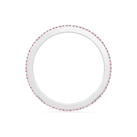 natural pink tourmaline eternity band rings in sterling silver 