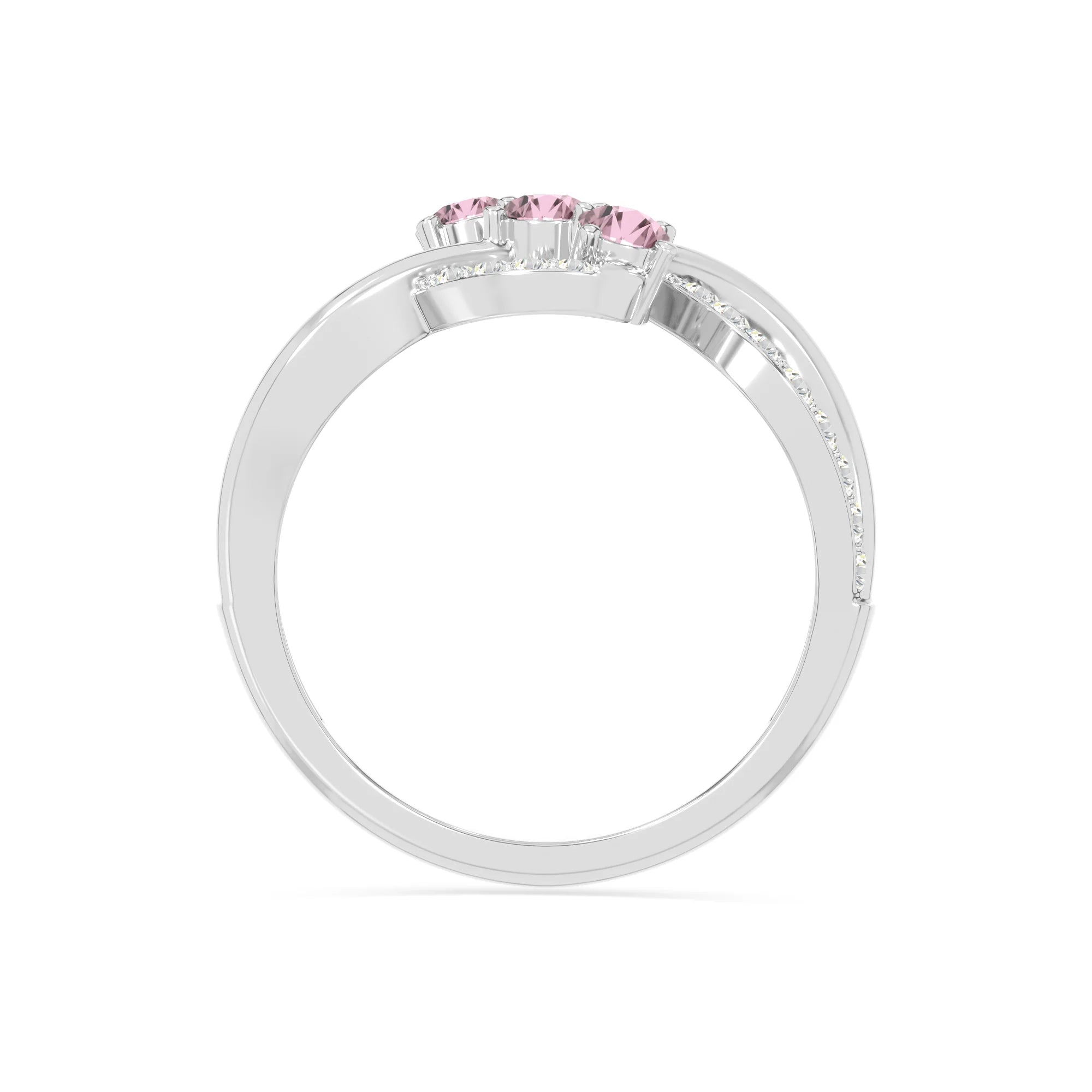 natural pink tourmaline infinity promise rings in sterling silver 