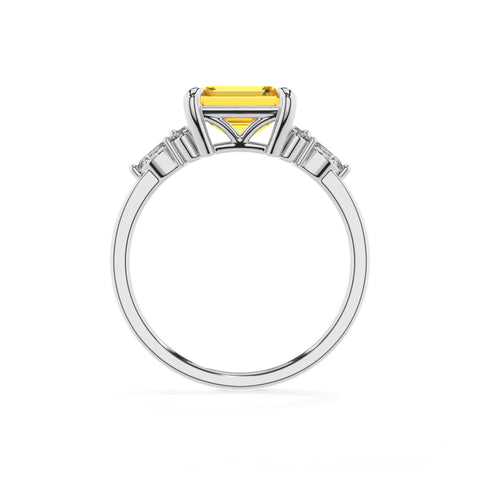 lab-grown yellow-sapphire emerald solitaire engagement ring