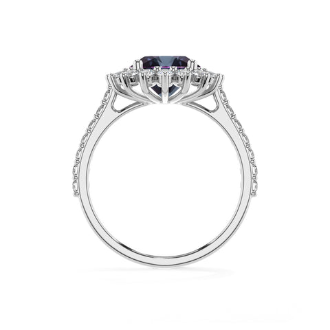 lab grown alexandrite round half eterity halo solitaire engagement ring