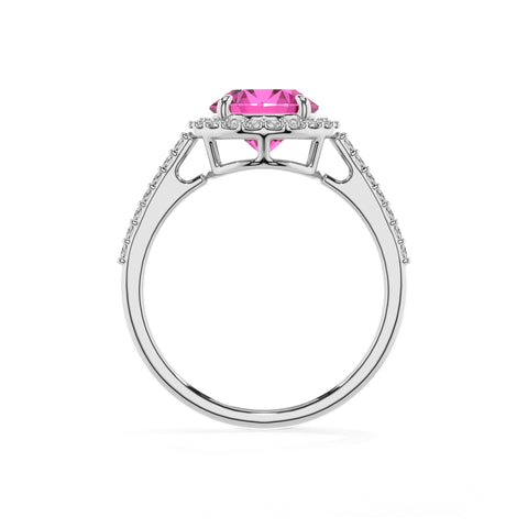 lab-grown pink-sapphire round half eterity halo solitaire engagement ring