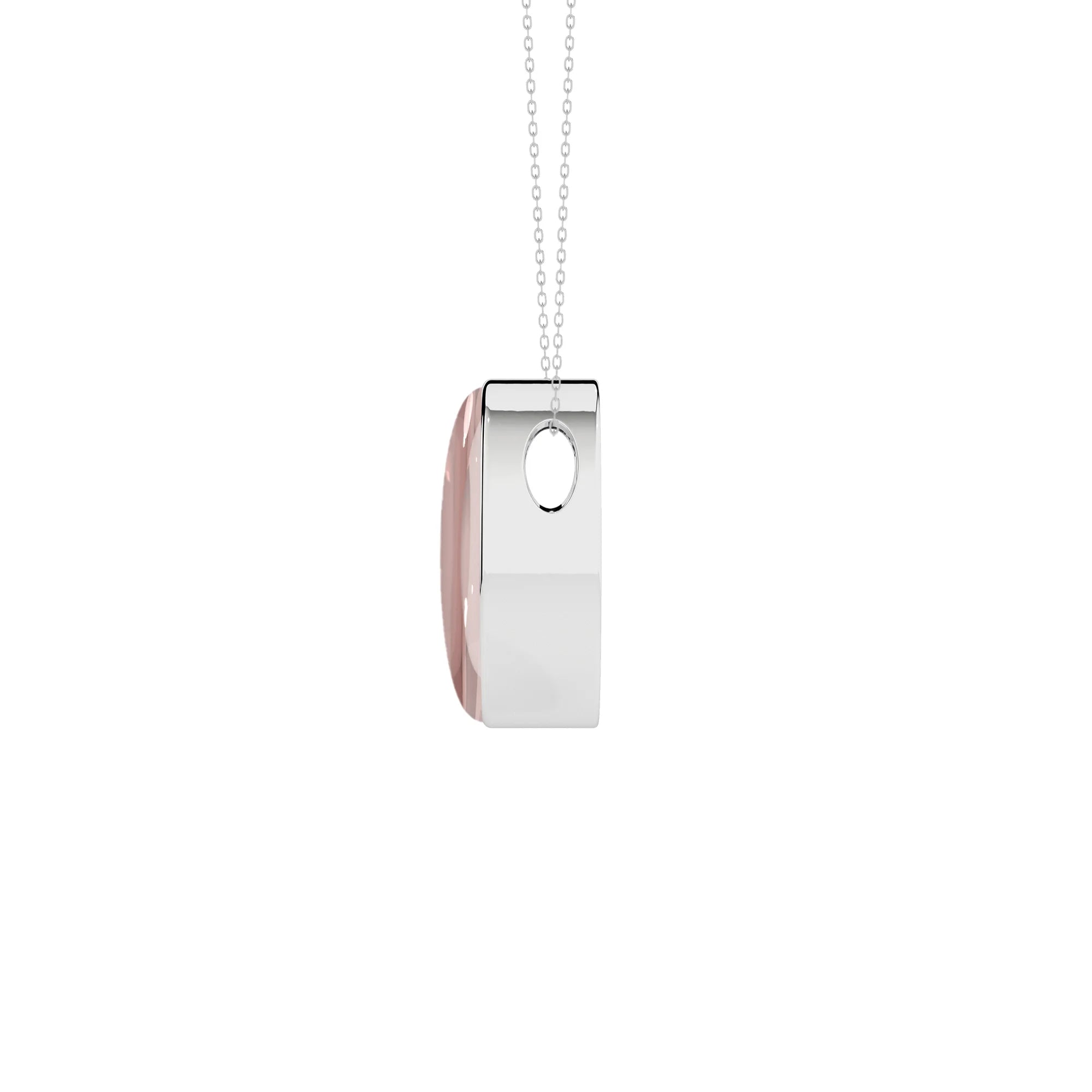 natural rose-quartz oval shape pendant necklace